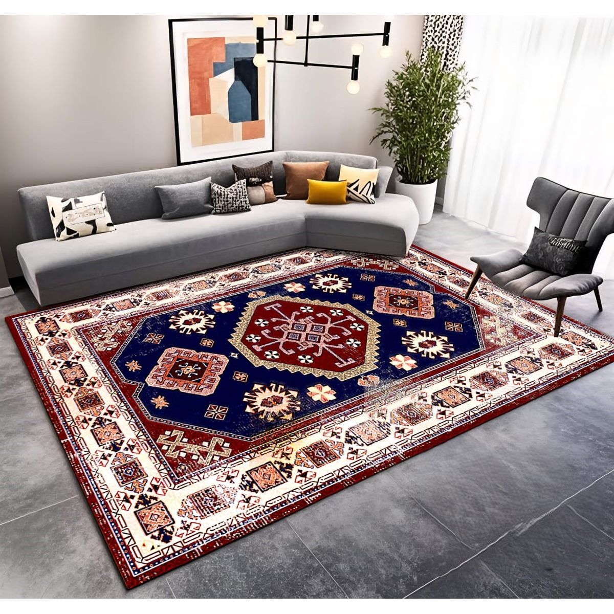 GENERICO - ALFOMBRA PARA LIVING ANTIDESLIZANTE CON DISEÑOS TRIDIMENCIONALES