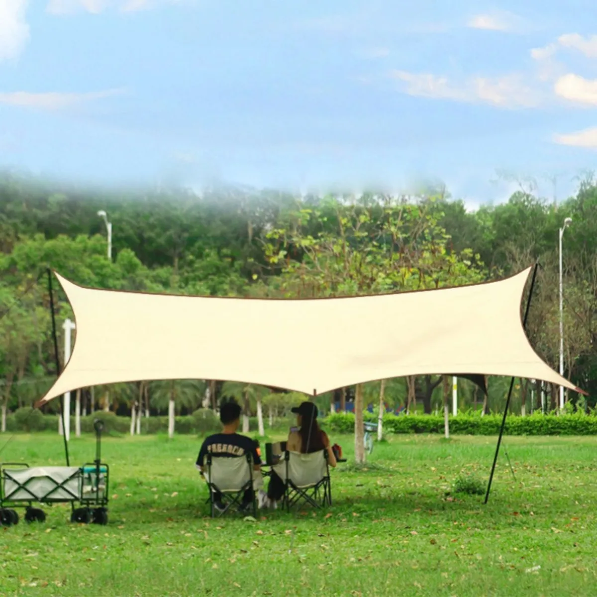 BABYLUNA - Carpa Toldo de Lona Impermeable Anti-UV Sombra Asegurada 4x3m con 6 Ángulos