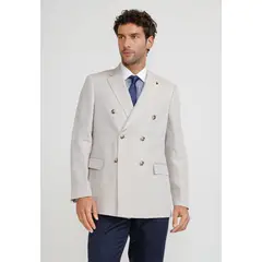 TRIAL - Chaqueta Hombre Formal Cruzada Lino Mix&Color Beige