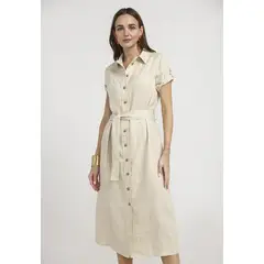 CANADIENNE - Vestido Mujer Sevilla Lino Beige