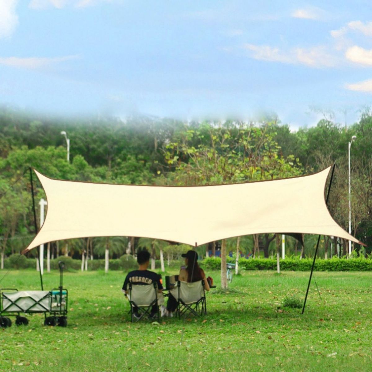 BABYLUNA - Carpa Toldo de Lona Impermeable Anti-UV Sombra Asegurada 3x3m con 6 Ángulos