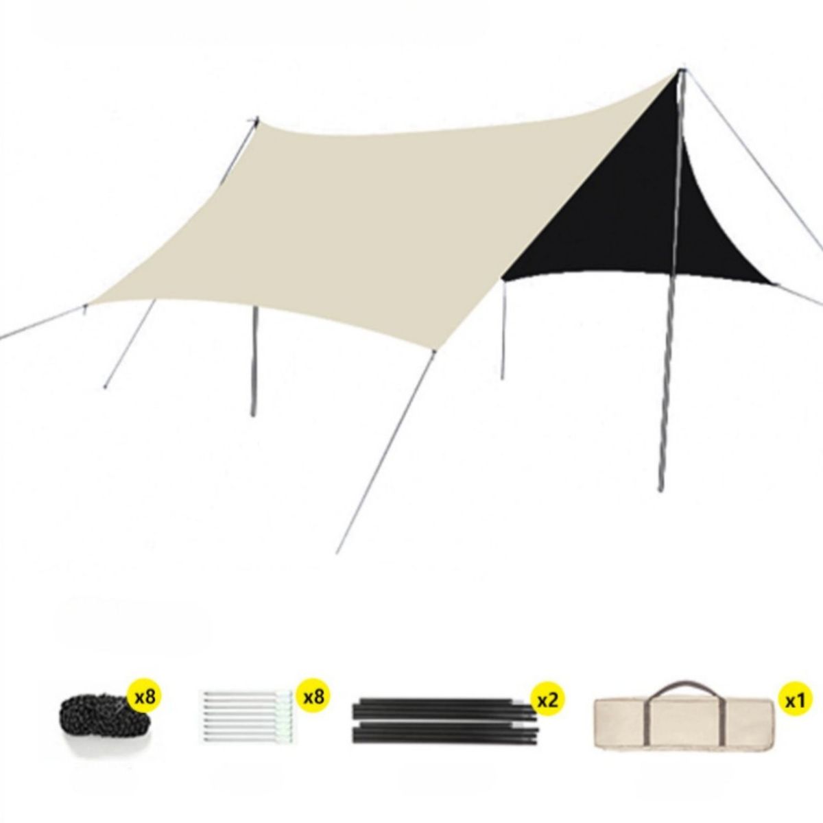 BABYLUNA - Carpa Toldo de Lona Impermeable Anti-UV Sombra Asegurada 3x3m con 6 Ángulos