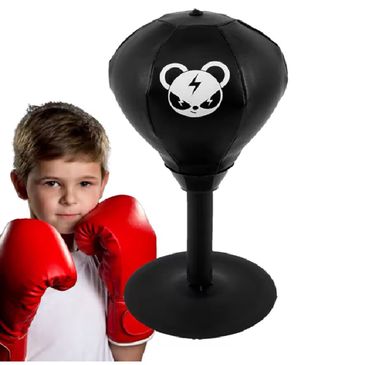 GENERICO - Saco De Boxeo Con Succión Para Escritorio Antiestres Negro Oso