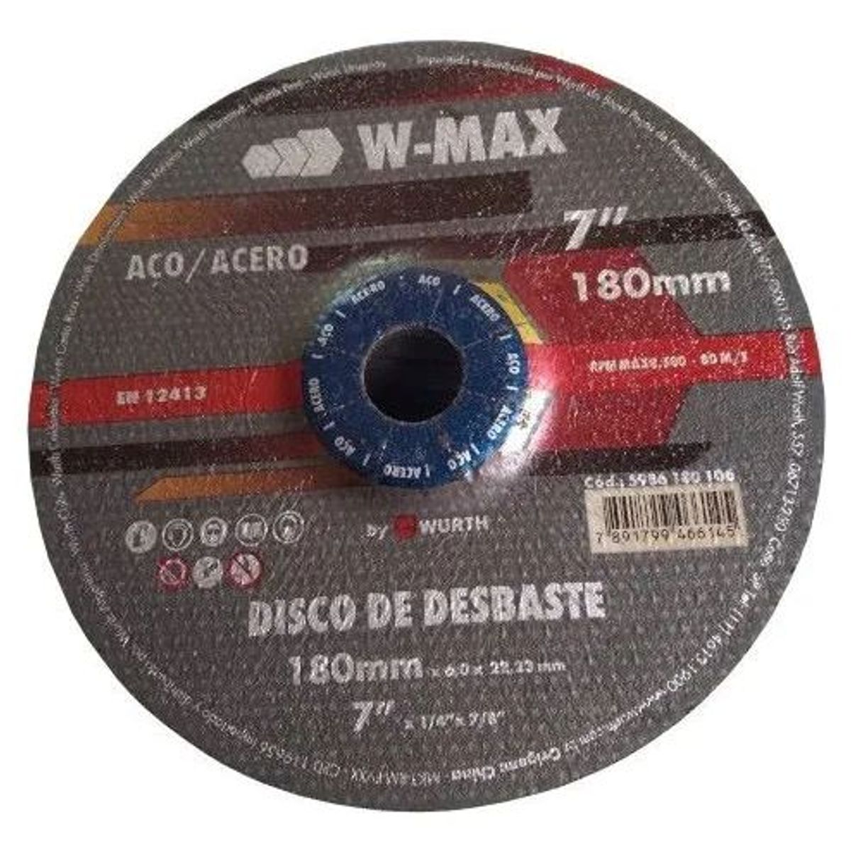 METALFER - Disco De Desbaste Para Acero 7 Pulgadas 180mm Wurth