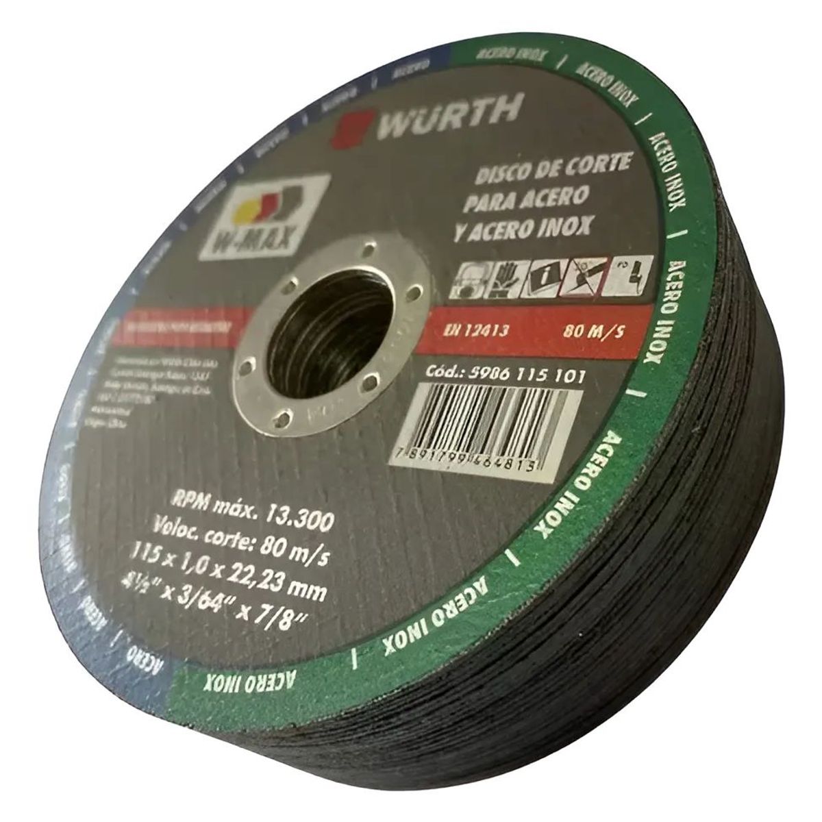 METALFER - Disco Corte Inox /metal Wurth 4 1 /2 x 1mm Pack De 25 Unidades