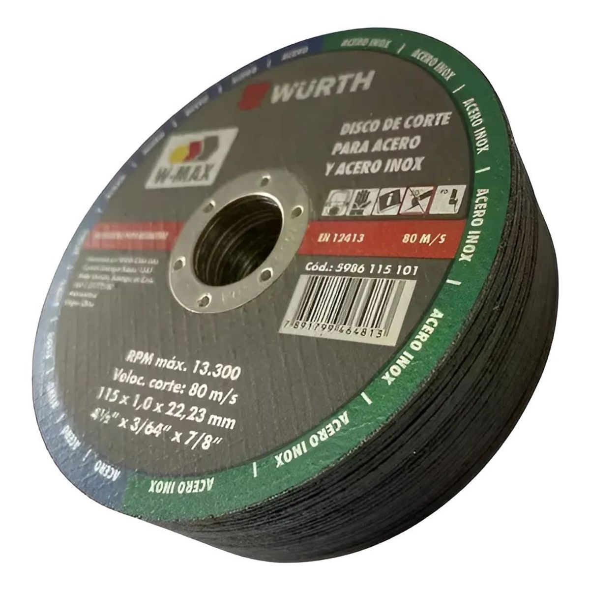 METALFER - Disco Corte Inox /metal Wurth 4 1 /2 x 1mm Pack De 25 Unidades