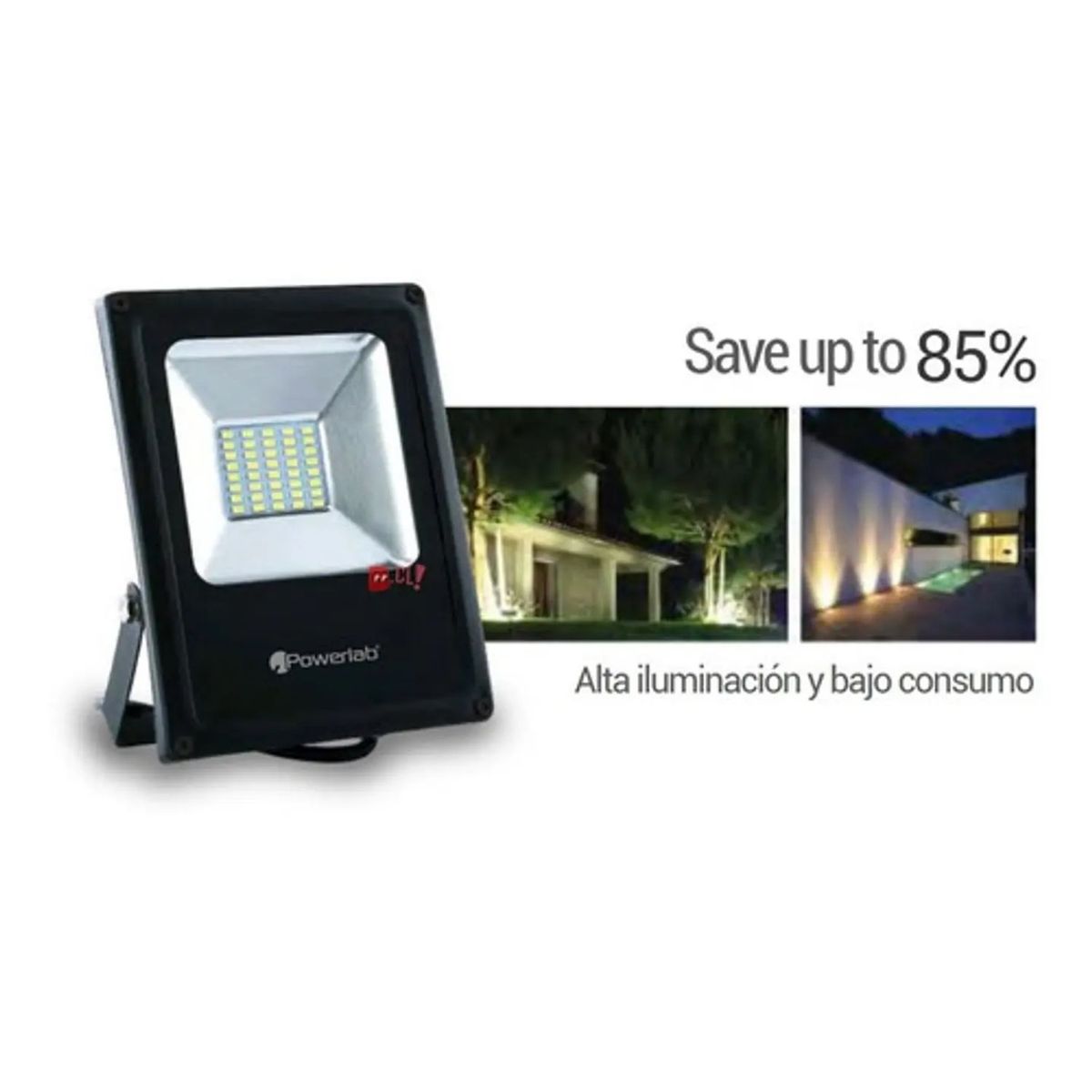 POWERLAB - Foco Reflector LED 20W Blanco Frío IP65 Exterior - PS