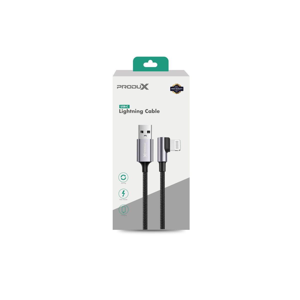 ALTERNATIVE - Cables Carga y Datos USB A Lightning 24A L90° Negro trenzado 1M