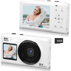 GENERICO - Cámara Digital Doble Pantalla 80MP 5K con Zoom 18x y WiFi