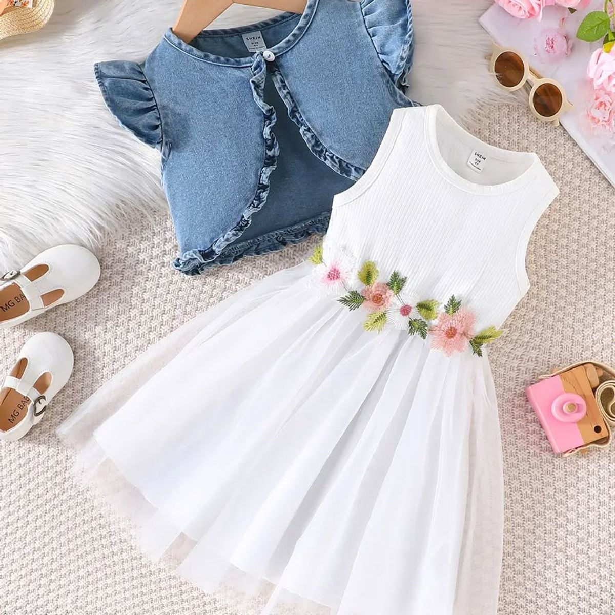 GENERICO - Set vestido 2 piezas para niña 7 años