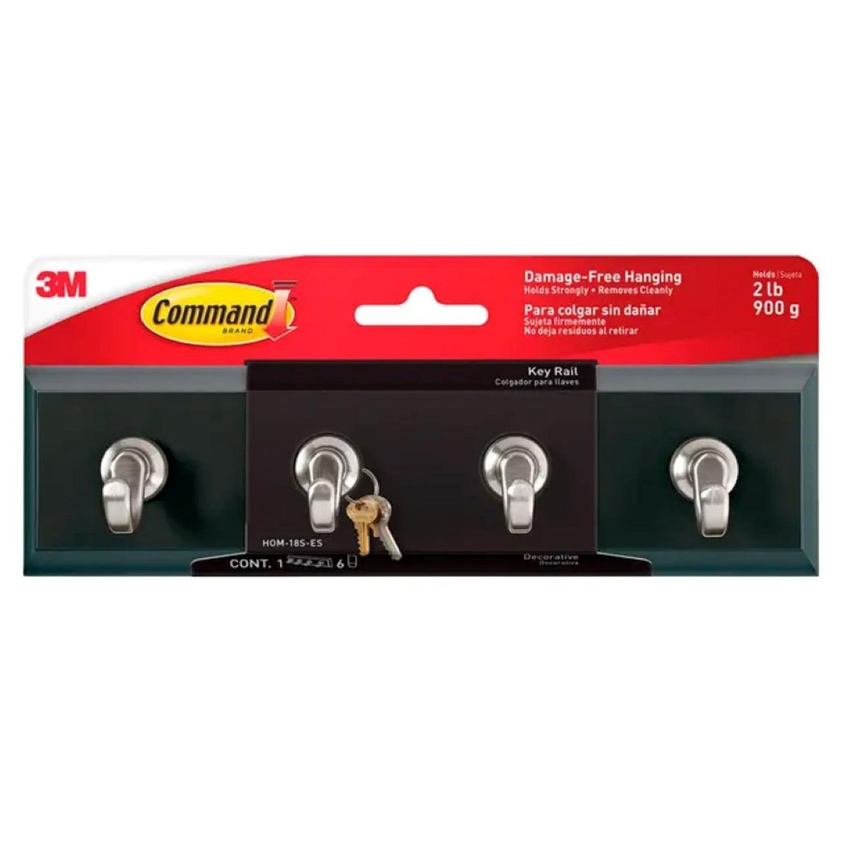 Colgador De Llaves Negro Command 3M HOM-18S-ES, marca 3M - Foto Principal