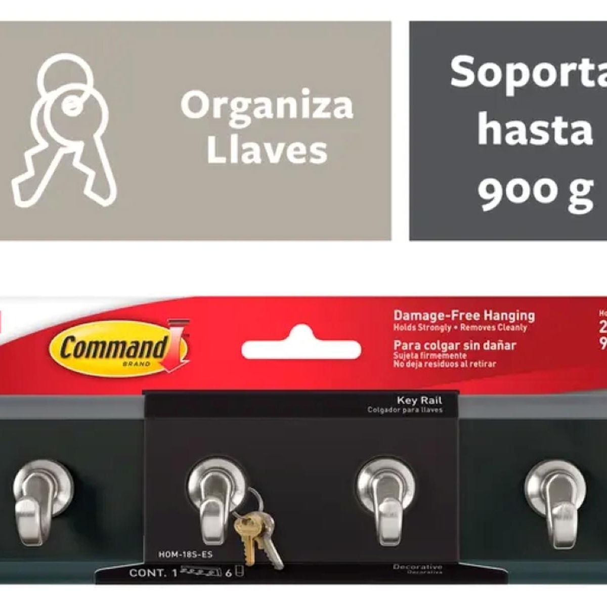 Colgador De Llaves Negro Command 3M HOM-18S-ES, marca 3M - Foto 2
