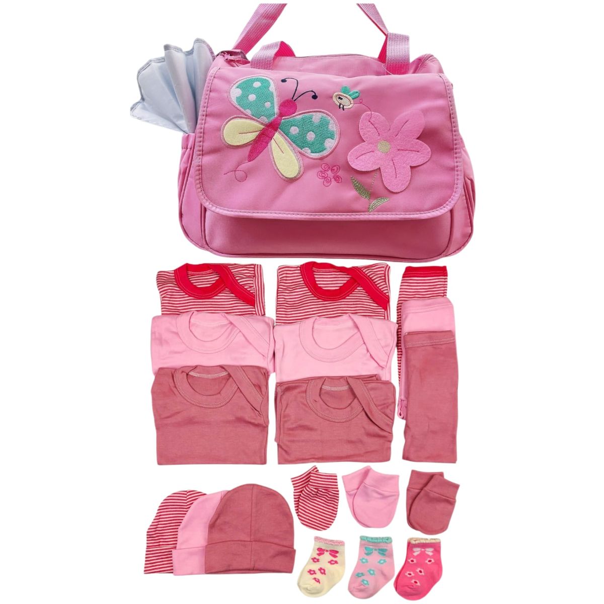 GENERICO - Pack Bolso + Ajuar 18 Piezas 0/3 Meses