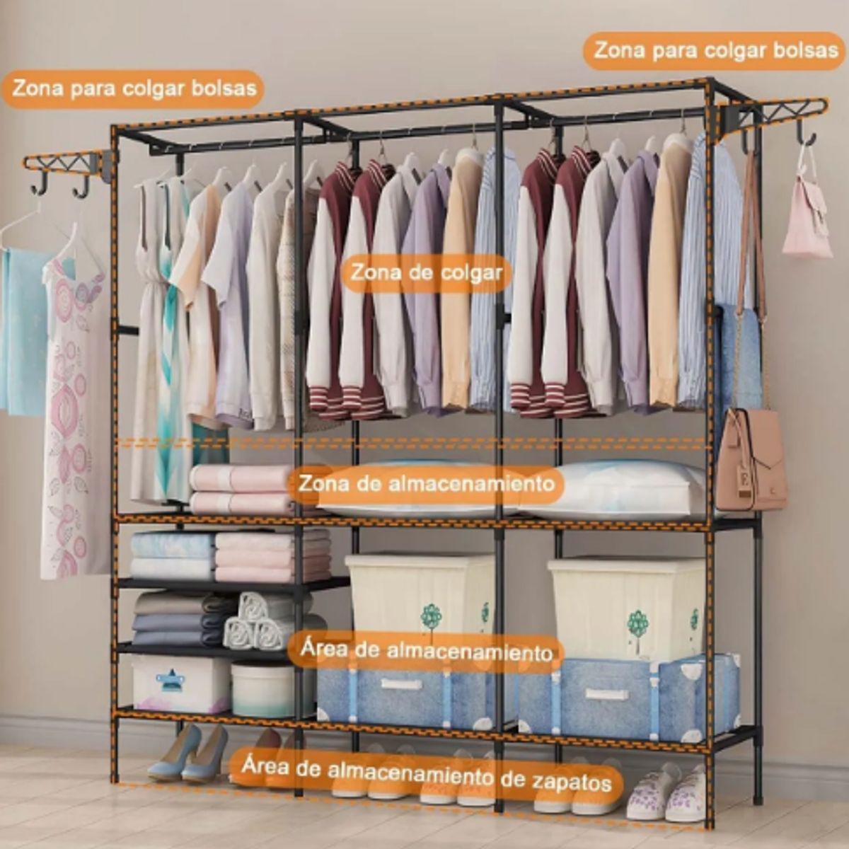 GENERICO - Colgador Exhibidor De Ropa Perchero Organizador De 3 Cuerpos