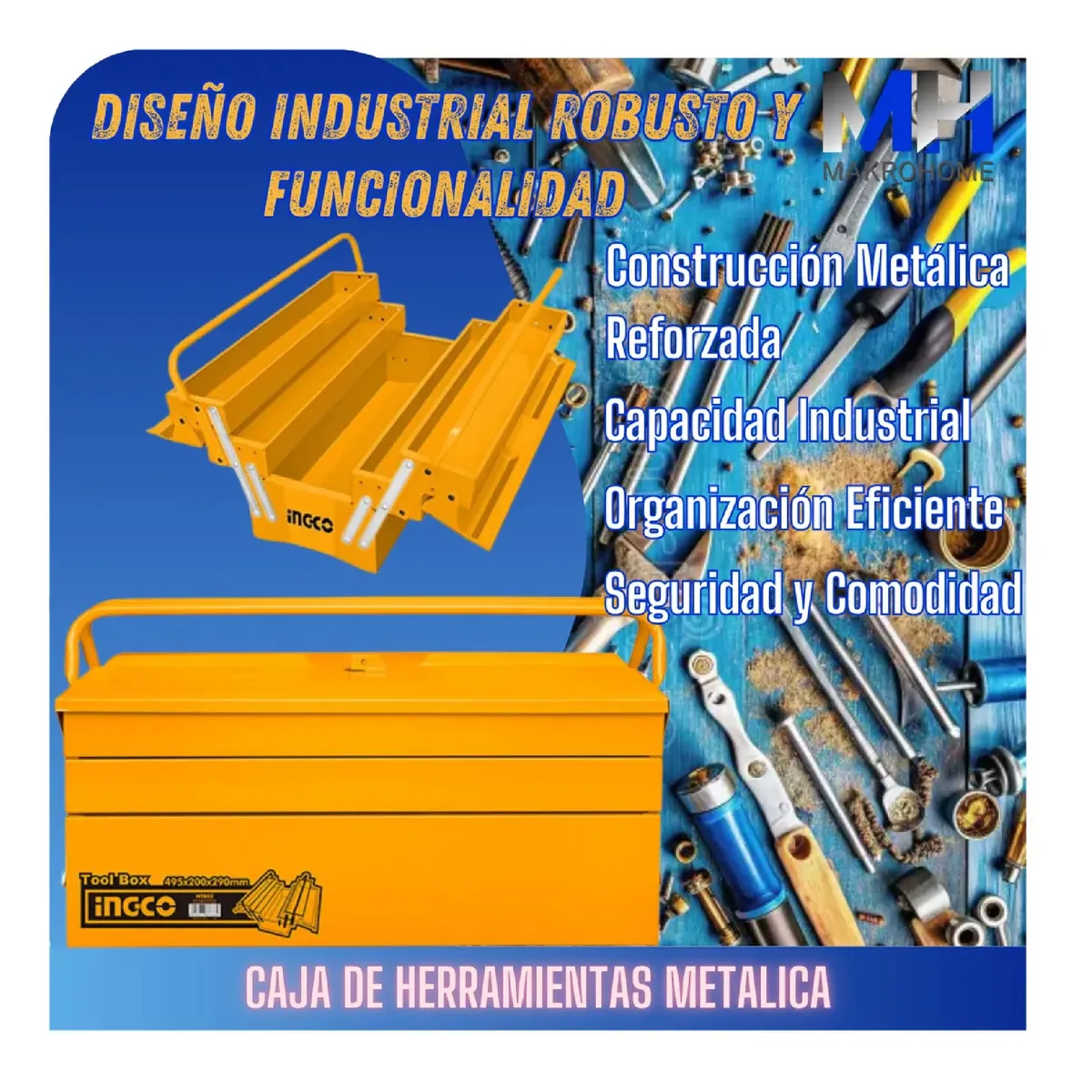 INGCO - Caja De Herramientas Metalica Ingco 3 Compartimentos