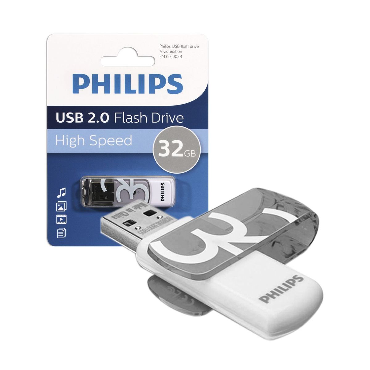 PHILIPS - Pendrive Vivid 32GB USB Rápido y Confiable - PS