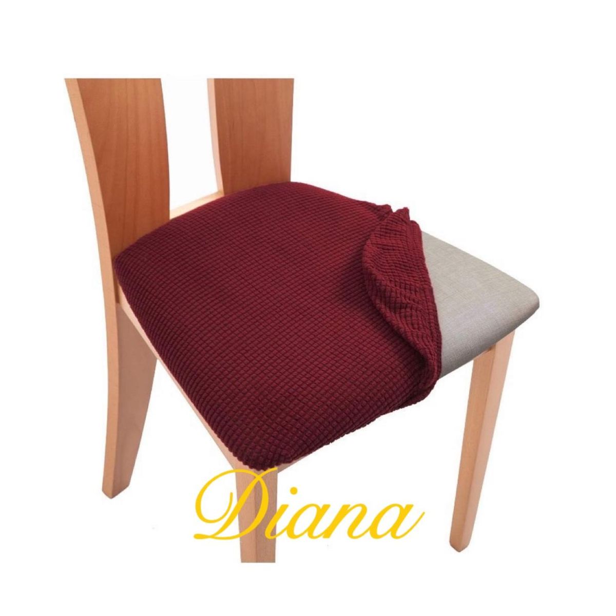 DIANA - FUNDAS DE ASIENTO CUADRILLE PARA SILLAS SET DE 6 UNIDADES COLOR BURDEO