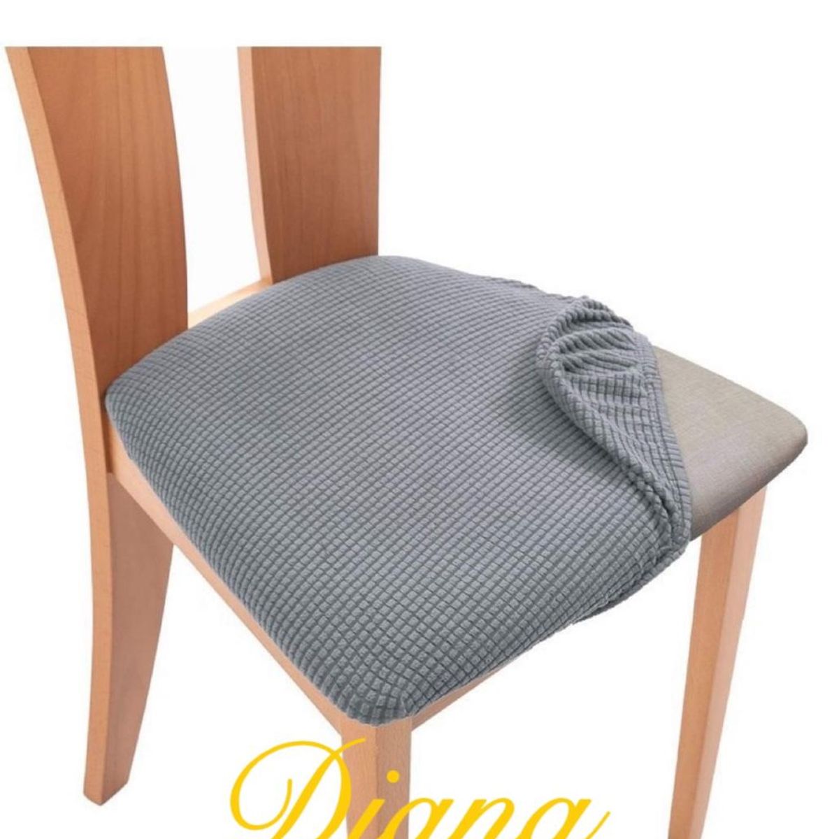 DIANA - FUNDAS DE ASIENTO CUADRILLE PARA SILLAS SET DE 6 UNIDADES COLOR GRIS