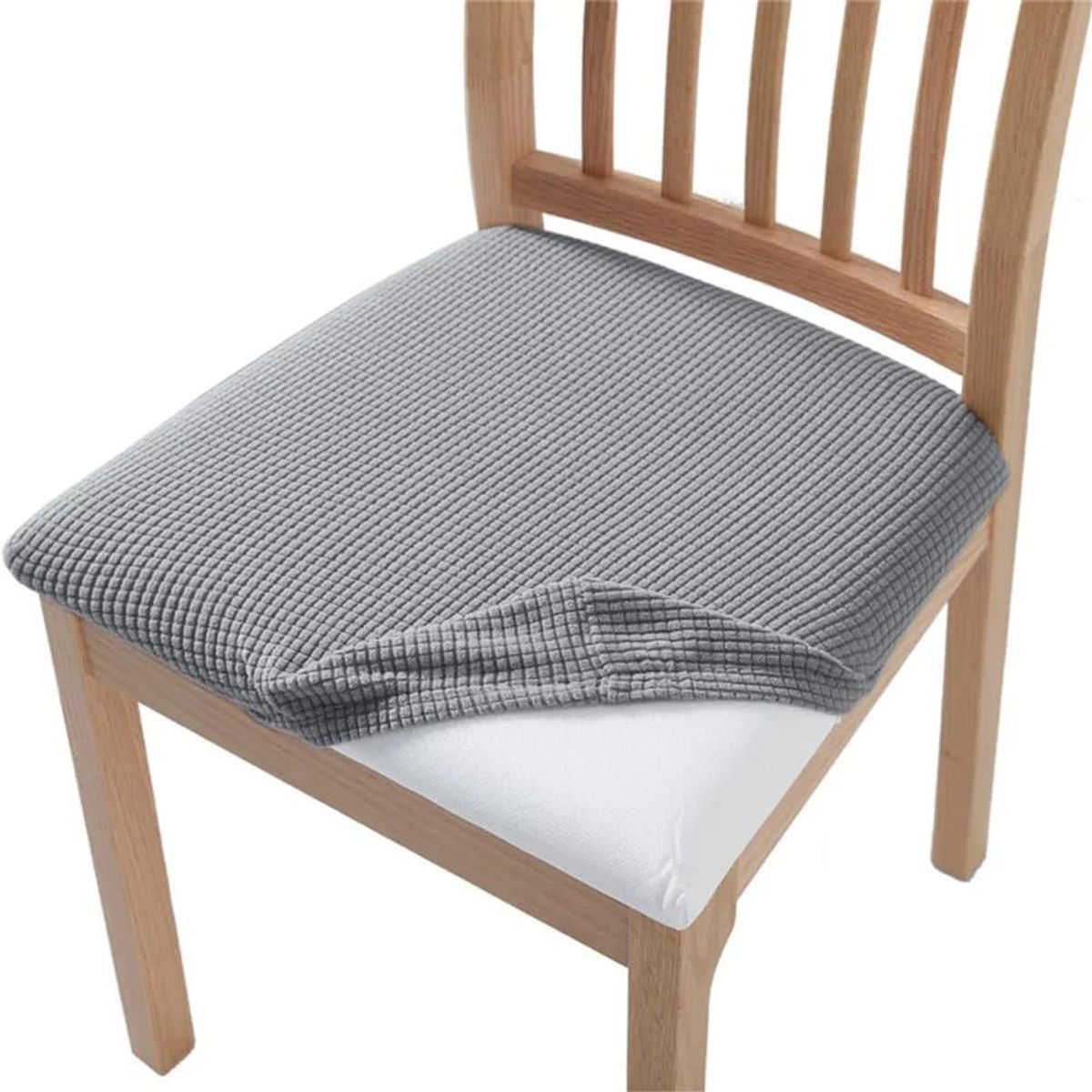 DIANA - FUNDAS DE ASIENTO CUADRILLE PARA SILLAS SET DE 6 UNIDADES COLOR GRIS