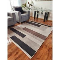 ALFOMBRA CON DISEÑO 160X200 MARRON TETRIS ELEGANTE WYM