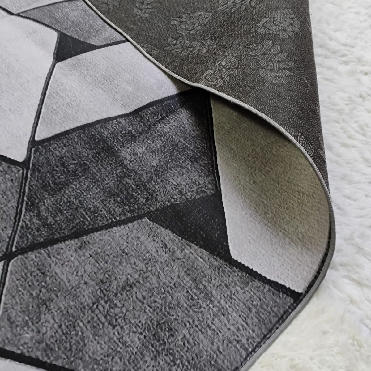 GENERICO - ALFOMBRA CON DISEÑO 160X200 GRIS PIEDRA MODERNA ELEGANTE WYM
