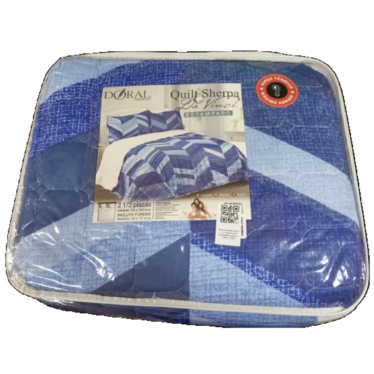 GENERICO - Plumon Sherpa Doral 2 1/2 plazas azul estampado poliester 100%