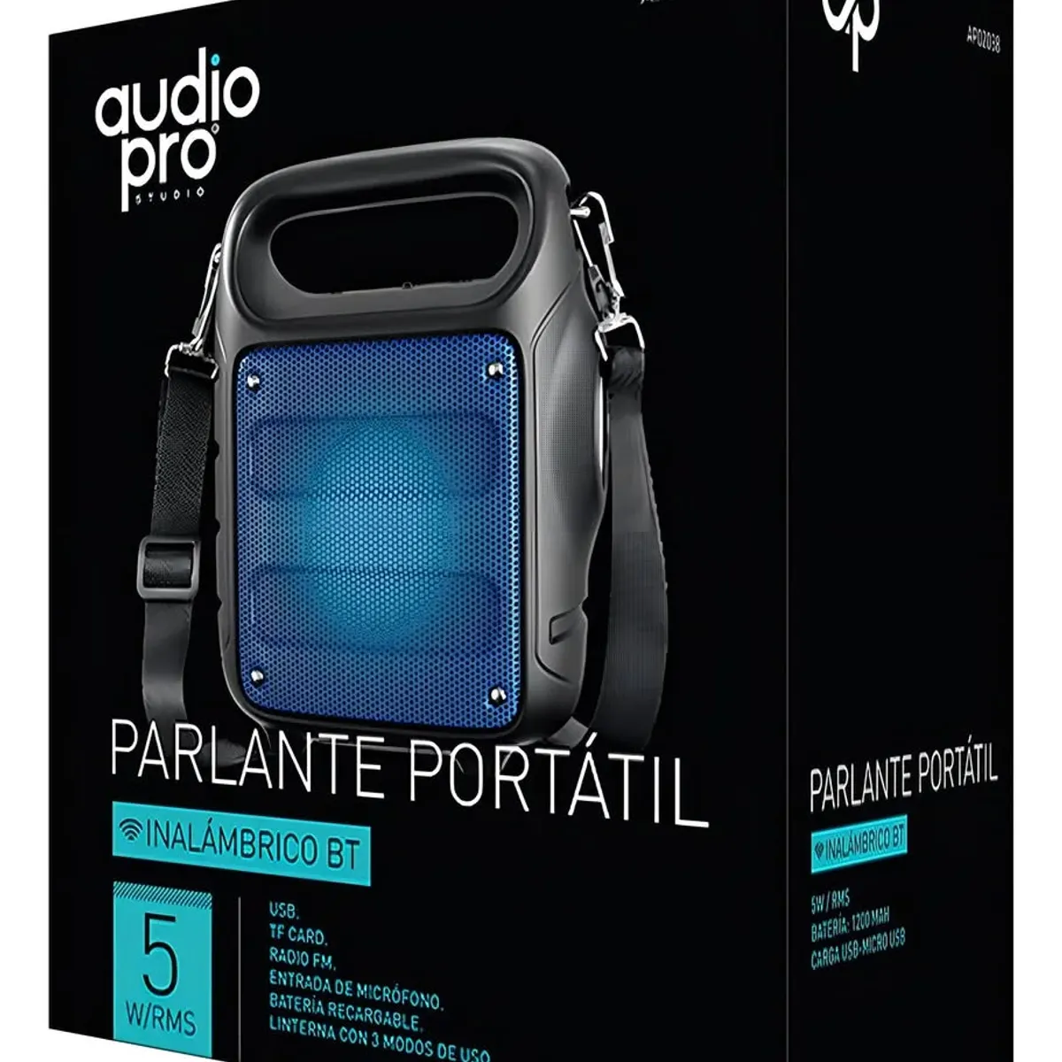 GENERICO - Parlante Portátil Bt Recargable FM Linterna AP02038 Audiopro