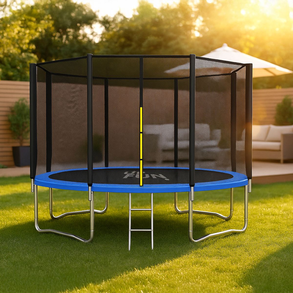 GENERICO - Cama Elástica 3,05 Mts Azul UpFun Malla Seguridad y Escalera 10ft