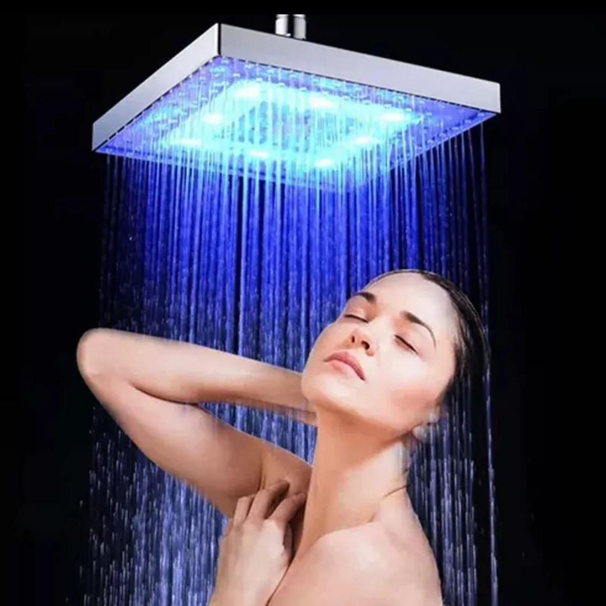 GENERICO - Cabezal De Ducha Cuadrado Con Luces Led