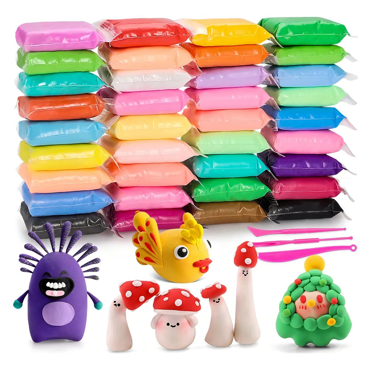 1 STATE - Foamy Moldeable 48 Piezas Bolsita Arcilla Fomi Moldeable Niños Manualidades Fiesta Diferentes Colores