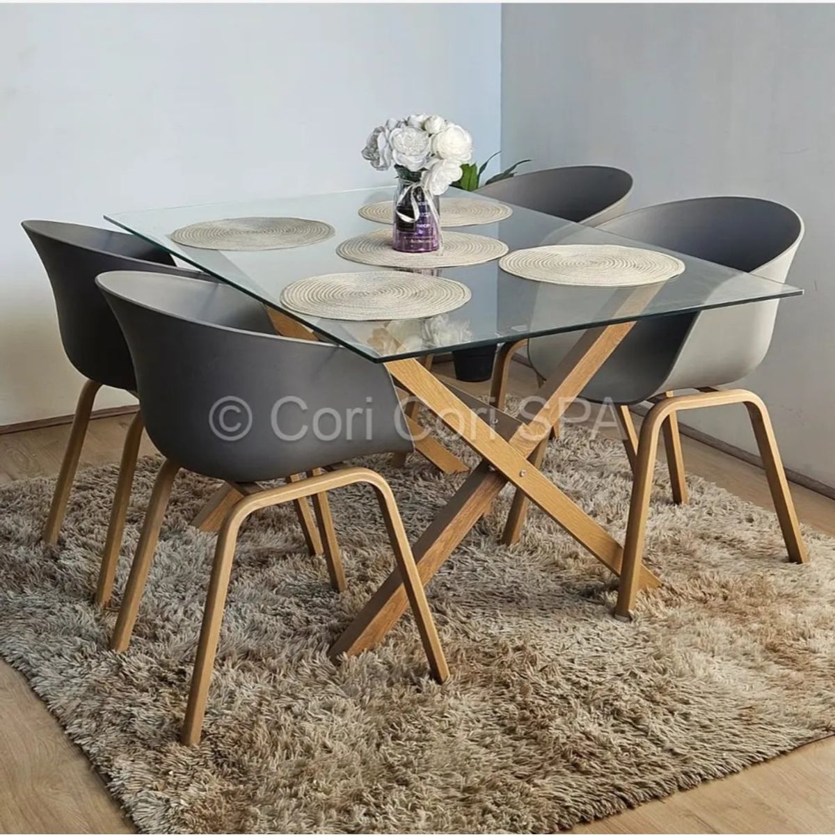 CORI CORI - Comedor Medlock 140x90cm + 4 Sillas Cup