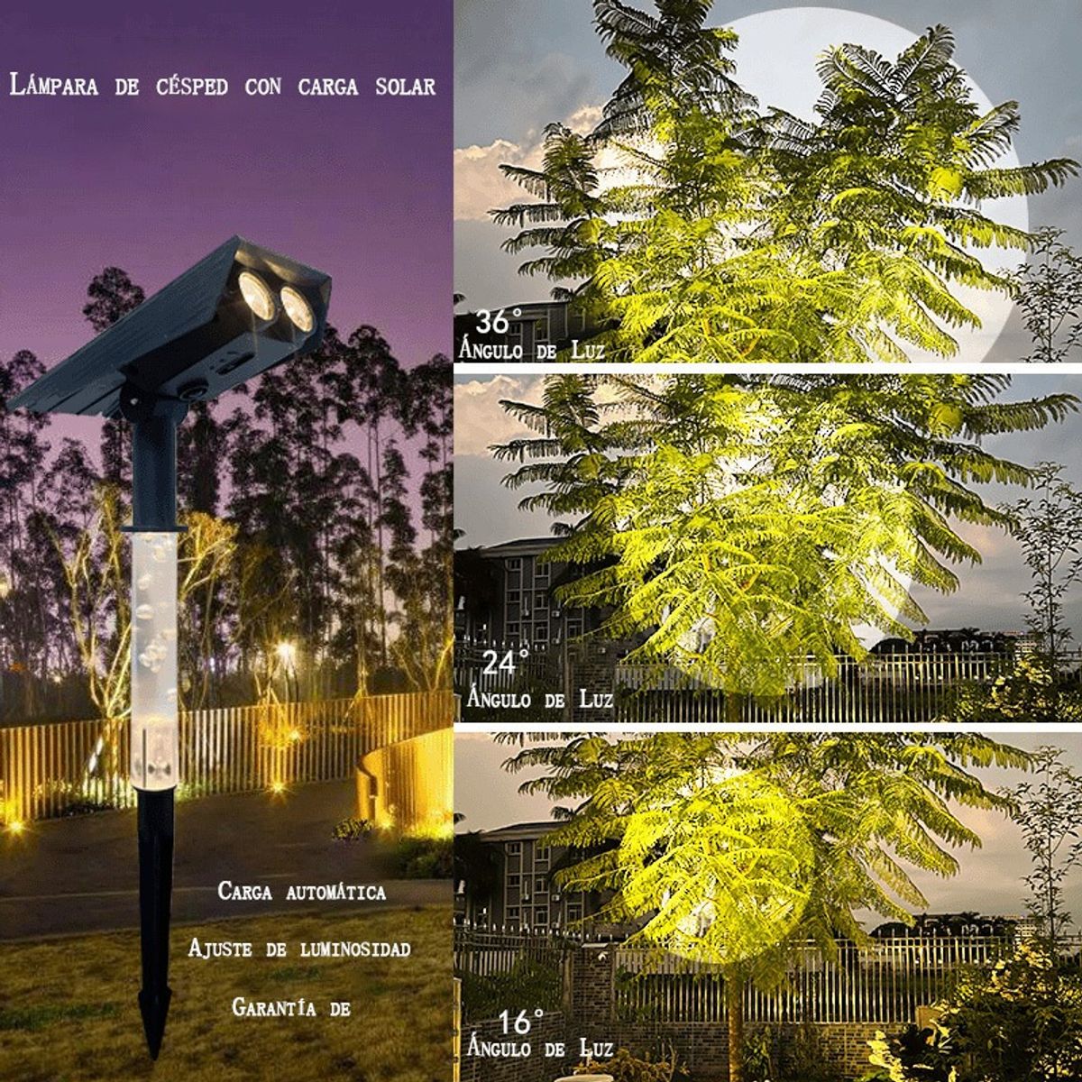 GENERICO - Farol Solar Exterior Lámparas Led C Zoom Jardínparedtierra