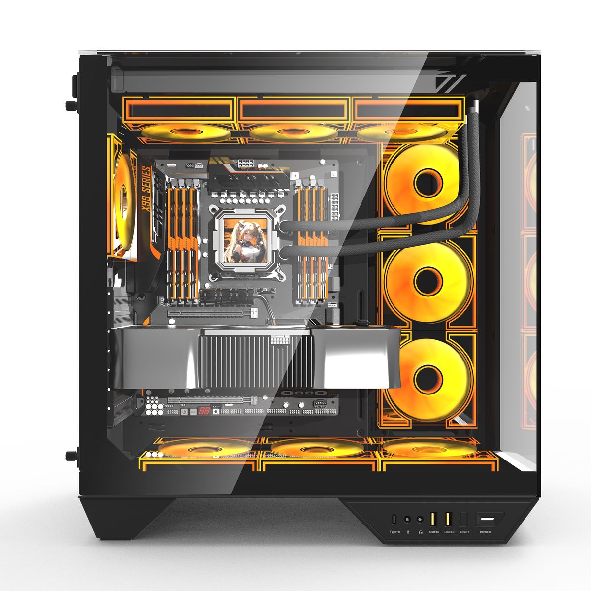 DARKFLASH - Gabinete DarkFlash DY470 ATX Lujo Vista 330° Con 4 Fans Argb - Negro