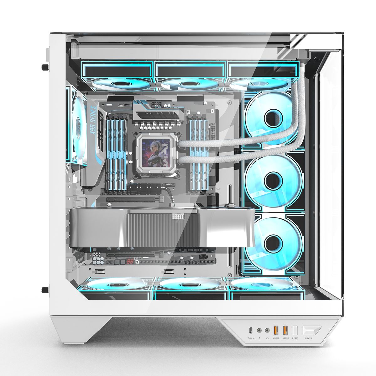 DARKFLASH - Gabinete DarkFlash DY470 ATX Lujo Vista 330° Con 4 Fans Argb - Blanco