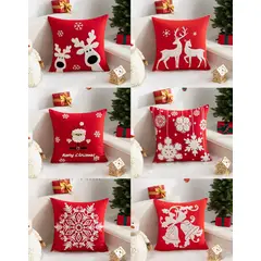 GENERICO - PACK DE 6 FUNDAS DE NAVIDAD BORDADAS