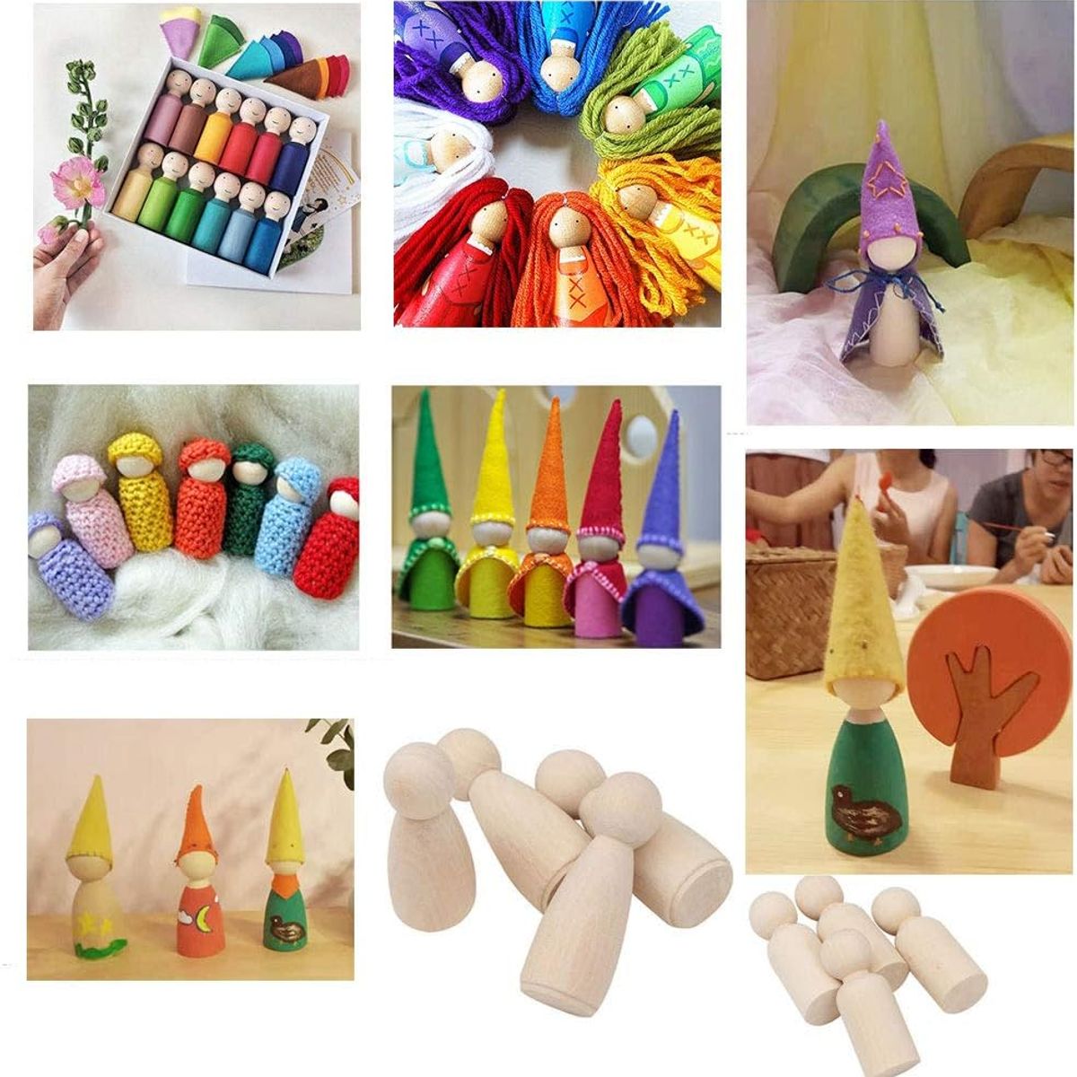 KINDA NICE - 50u Figura Muñecas De Madera Juego Familiar Para Pintar