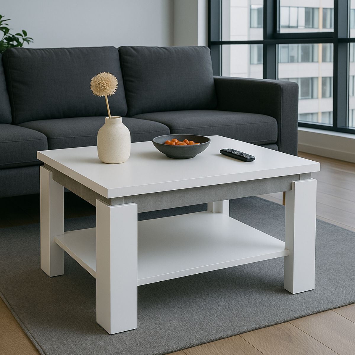 SPACE HOME - Mesa de Centro bianca blanco con repisa inferior