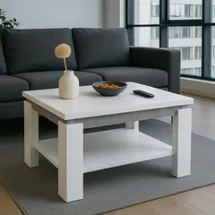 SPACE HOME - Mesa de Centro bianca blanco con repisa inferior