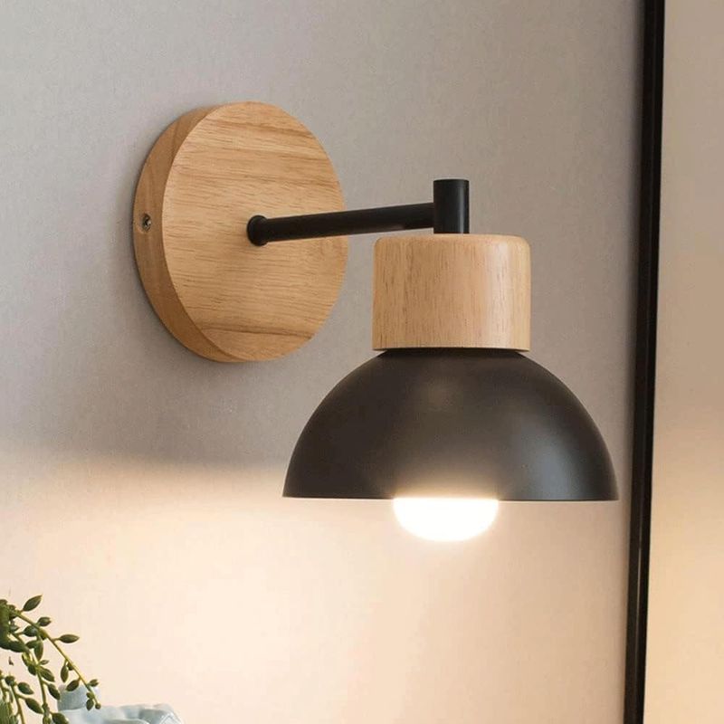 TATEE - Lámpara de techo negro Estilo moderno Base de madera 15×19cm