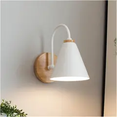 TATEE - Lámpara de techo blanca Estilo moderno Base de madera 23×24cm