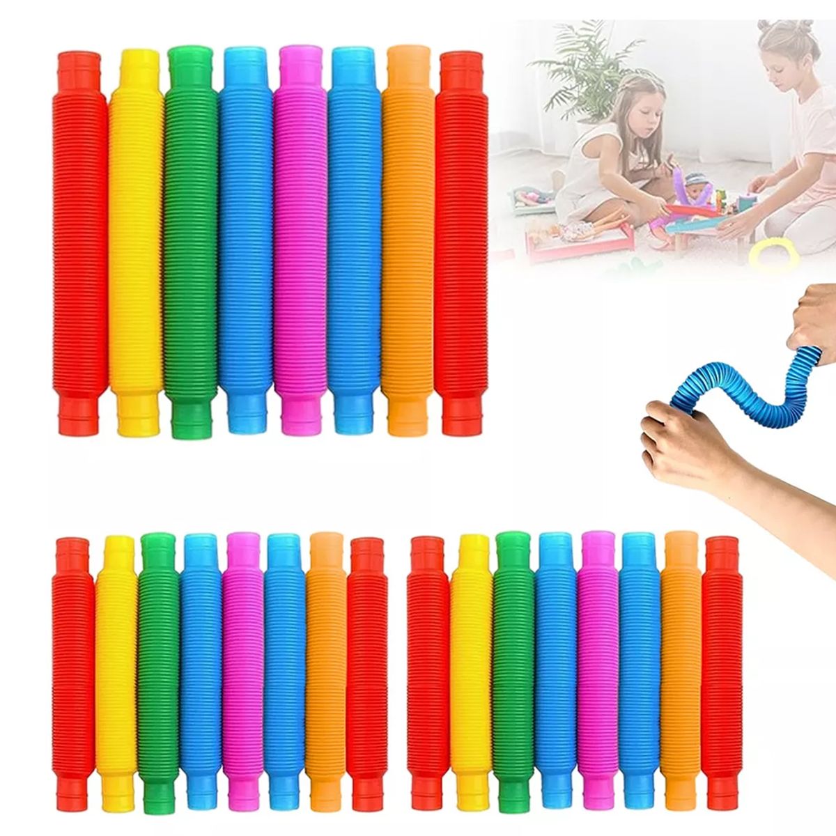 KINDA NICE - 24 Pzs Tubos De Juguete Sensorial Ansiedad Tubos Elásticos