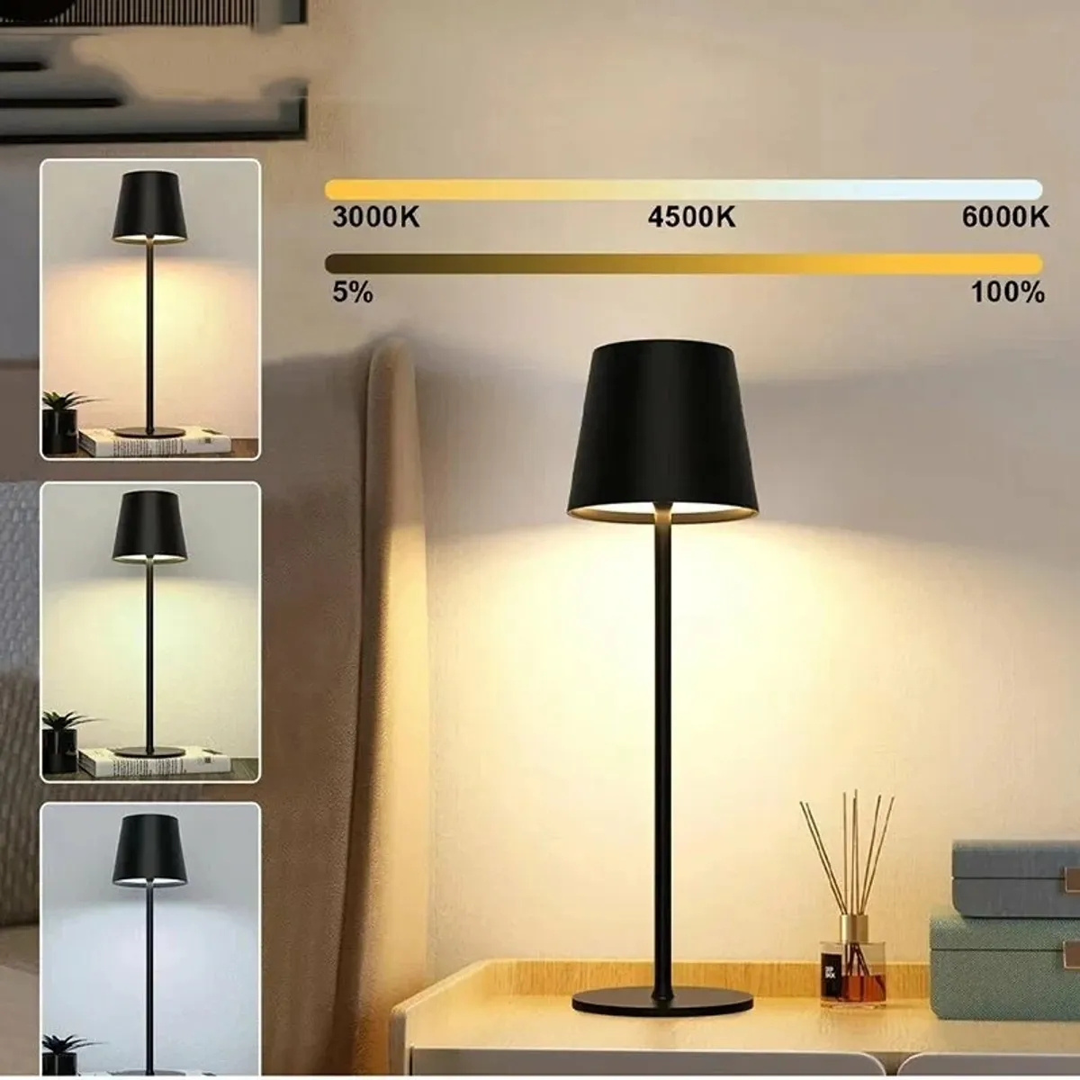 TATEE - Lámpara De Mesa Recargable Lámpara USB Ajuste de tres colores