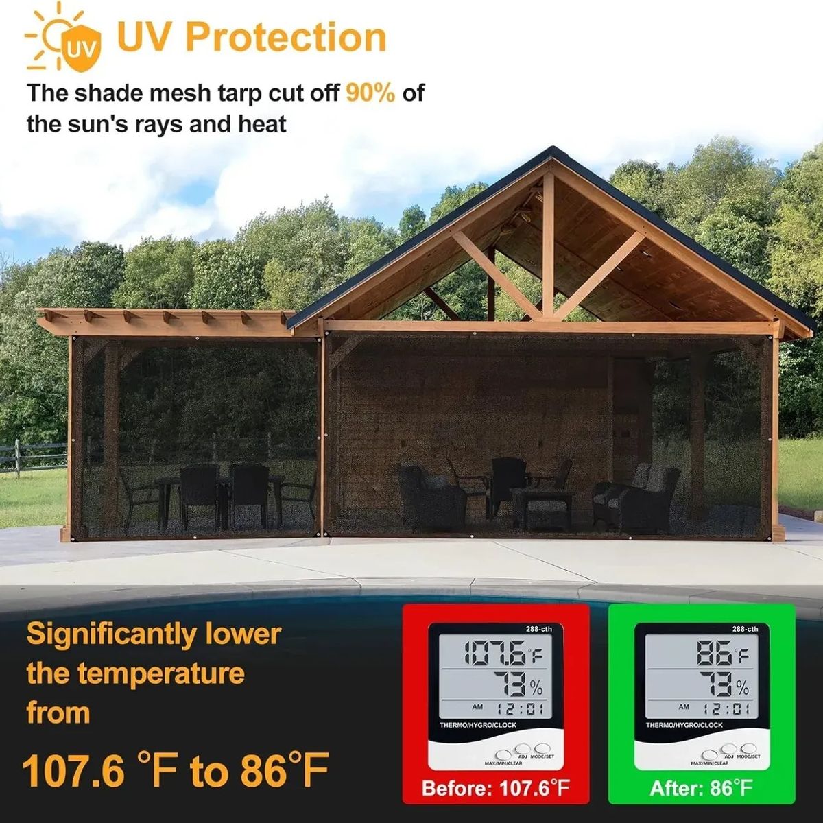 KUANGYE - Malla Sombra 80% Raschel Negro 4.2 Mts X 10 Mts