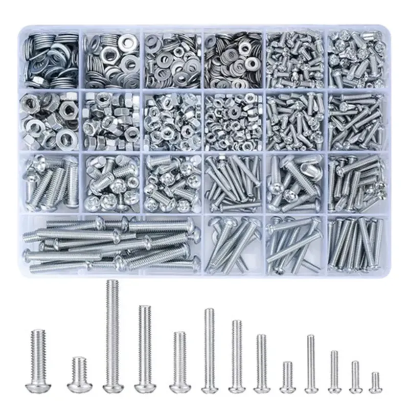 KINDA NICE - Kit Surtido De Tornillos, Pernos Y Tuercas 24 Cuadriculas