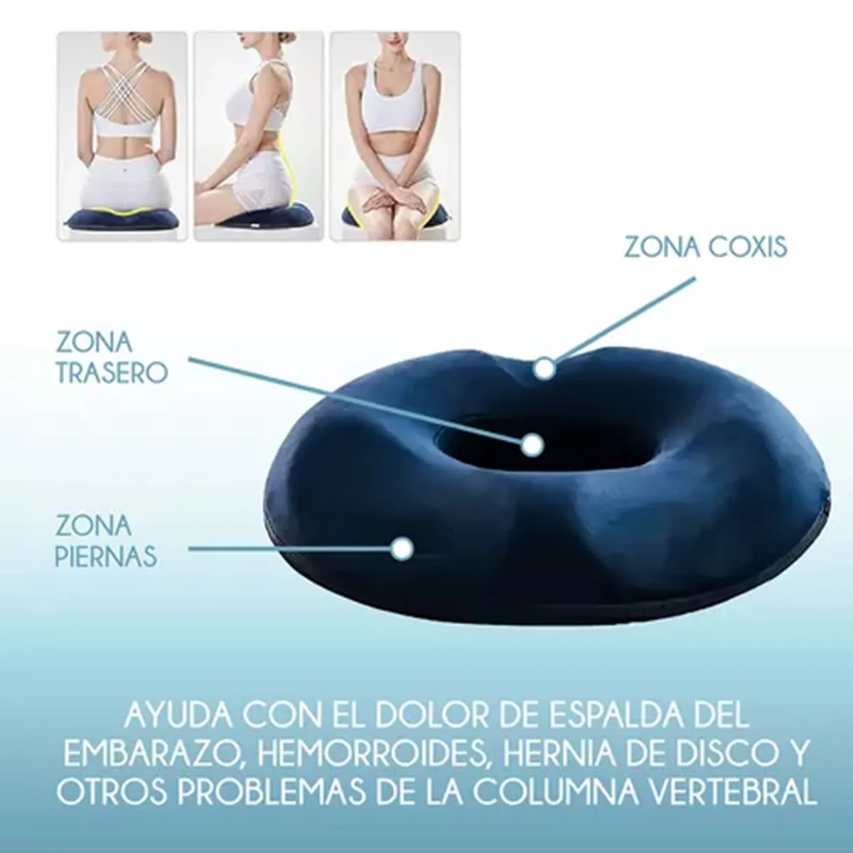 KINDA NICE - Cojín Antiescaras Picarón Ortopédico Asiento Memoria - Azul