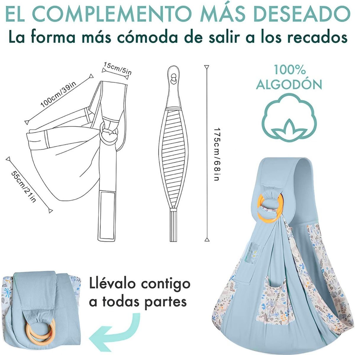 GENERICO - Canguru Para Bebê Envoltório Ergonômico Para Bebê Cielo Azul