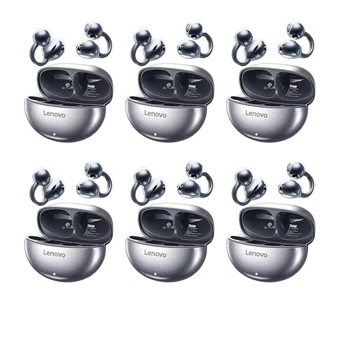 LENOVO - Set 6 Audífonos Lenovo TA140  Tws Auriculares Bluetooth 54-Negro