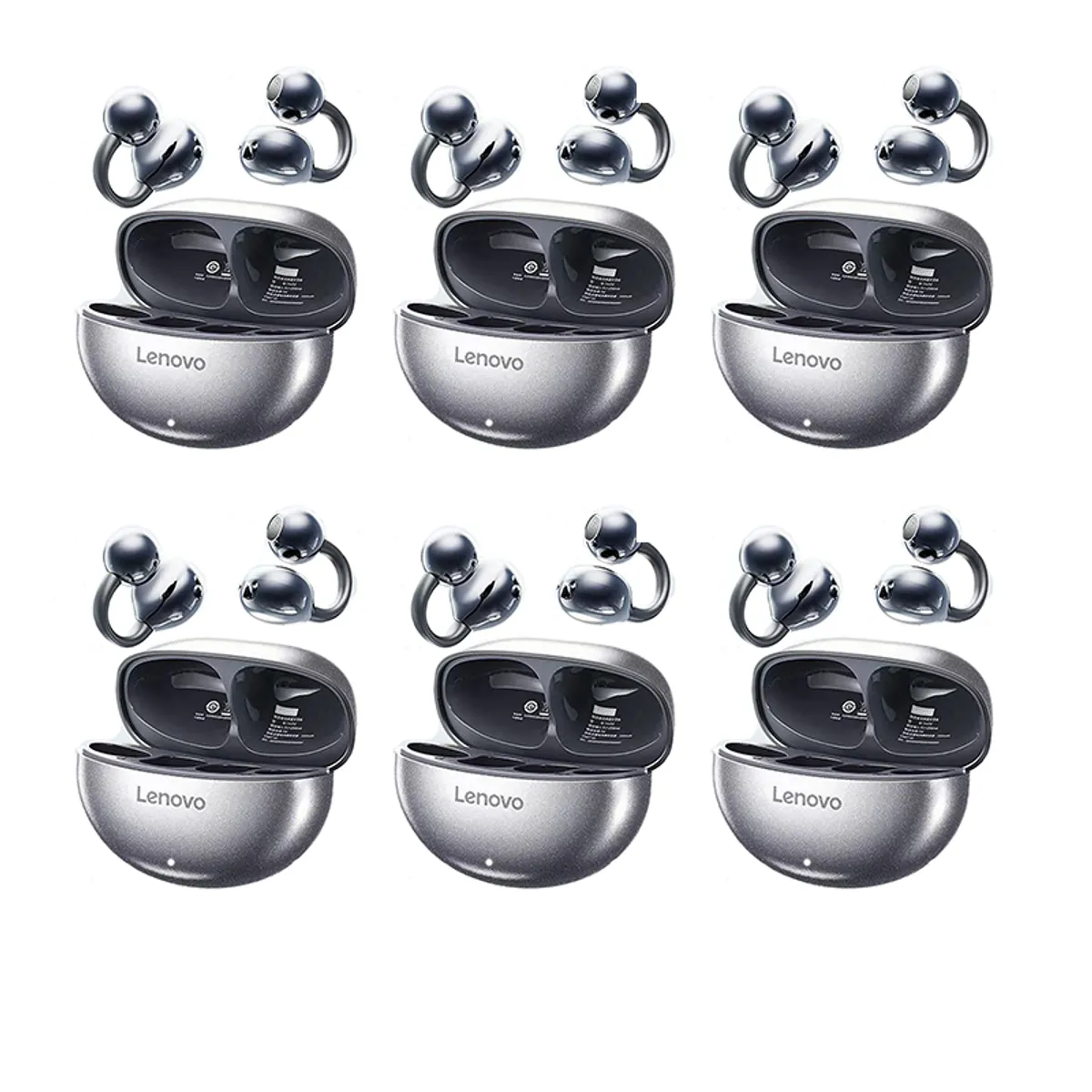 LENOVO - Set 6 Audífonos Lenovo TA140  Tws Auriculares Bluetooth 54-Negro