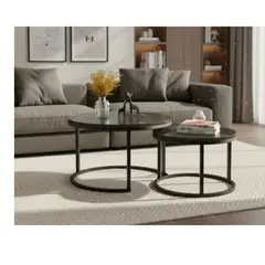 GENERICO - Mesa De Centro Auxiliar Doble Melamina 70x50cm 34x40cm NEGRA