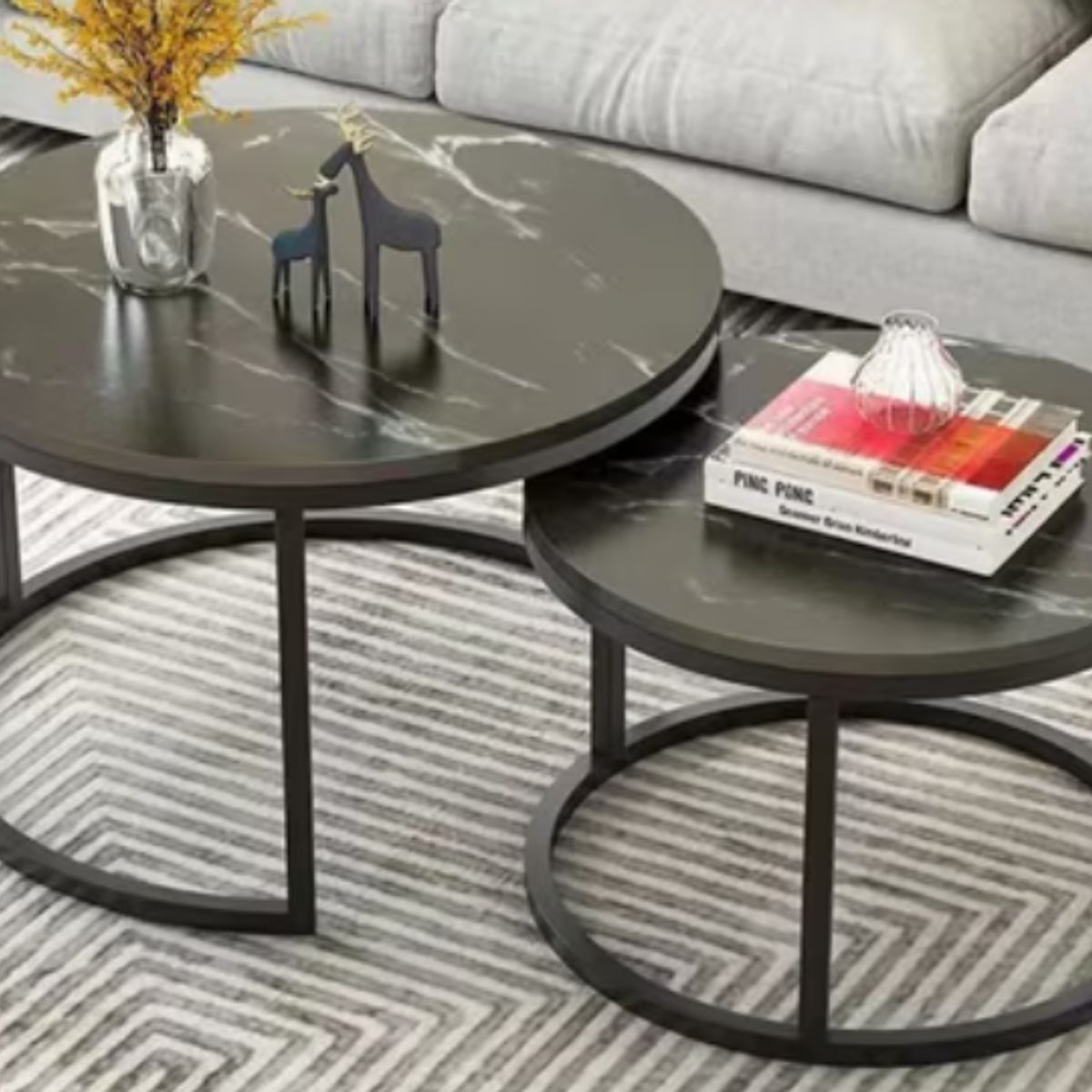 GENERICO - Mesa De Centro Auxiliar Doble Melamina 70x50cm 34x40cm NEGRA